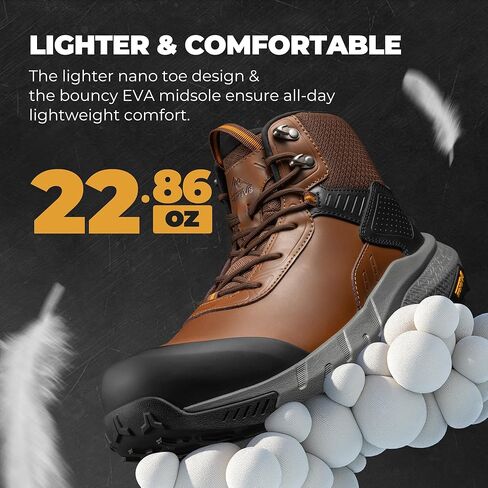 Nortiv 8 مقاومة للماء أحذية عمل مركبة للأصابع القضائية للرجال-أحذية أمان خفيفة الوزن ASTM F2412-24 و ASTM F2913-24 للأمان للمستودعات والبناء ، Vaporguard-Nano in Kuwait