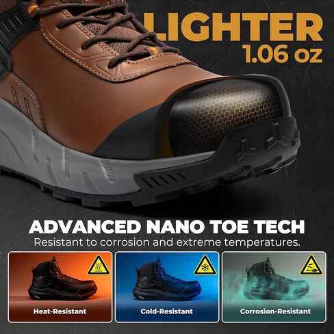 Nortiv 8 مقاومة للماء أحذية عمل مركبة للأصابع القضائية للرجال-أحذية أمان خفيفة الوزن ASTM F2412-24 و ASTM F2913-24 للأمان للمستودعات والبناء ، Vaporguard-Nano in Kuwait