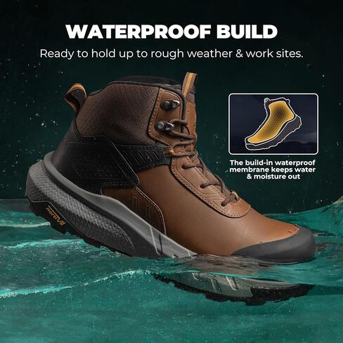 Nortiv 8 مقاومة للماء أحذية عمل مركبة للأصابع القضائية للرجال-أحذية أمان خفيفة الوزن ASTM F2412-24 و ASTM F2913-24 للأمان للمستودعات والبناء ، Vaporguard-Nano in Kuwait