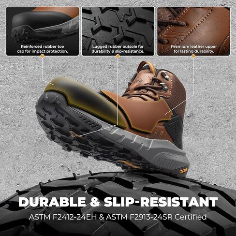 Nortiv 8 مقاومة للماء أحذية عمل مركبة للأصابع القضائية للرجال-أحذية أمان خفيفة الوزن ASTM F2412-24 و ASTM F2913-24 للأمان للمستودعات والبناء ، Vaporguard-Nano in Kuwait