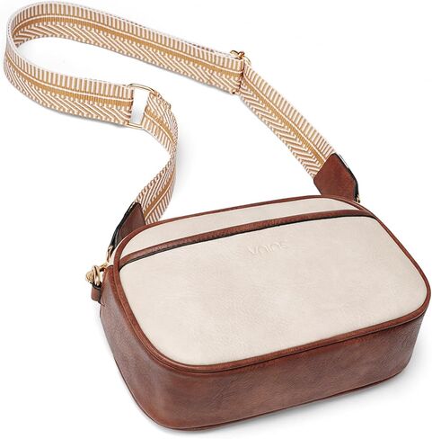 حقائب كروس جلدية للنساء: حقائب يد جلدية نباتية مع حقيبة كتف مصممة بحزام جيتار عريض قابل للتعديل in Kuwait