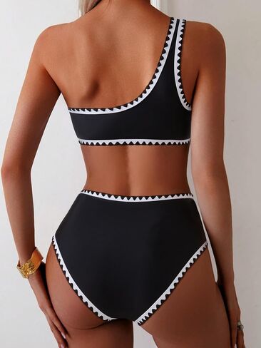 MOOSLOVER Women Bikini Sets One Shoulder High Waisted Swimsuit Whip Stitch 2 Piece Bathing Suits in Saudi Arabia