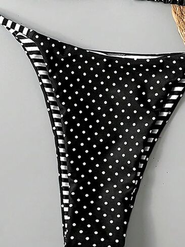 WDIRARA Women's Polka Dots Striped Bikini Set Triangle Swimsuit Two Piece Bathing Suit in Saudi Arabia