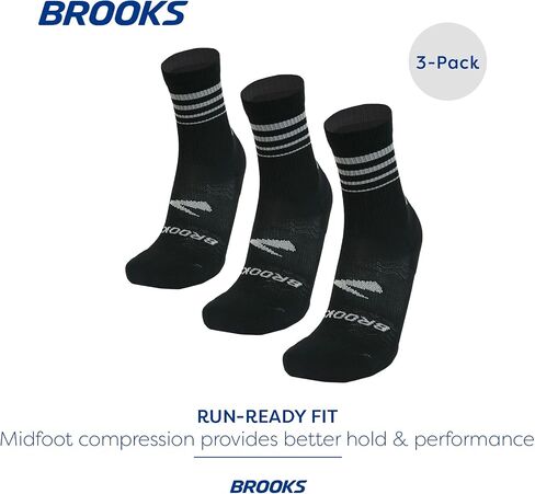 Brooks Run-in Crew 3 Pack Socks و Performance Athletic Running Crew Socks with Comfort Fit for Men & Women (3 pack) in Saudi Arabia