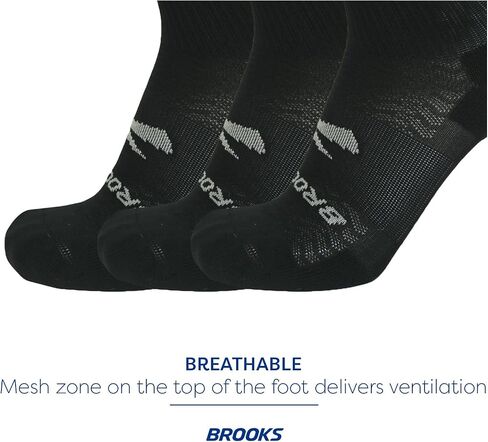 Brooks Run-in Crew 3 Pack Socks و Performance Athletic Running Crew Socks with Comfort Fit for Men & Women (3 pack) in Saudi Arabia