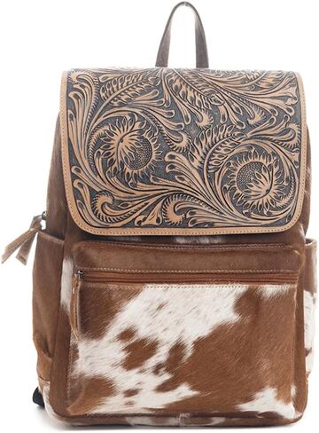 Myra Bag Western Leather Backpack Bag for Women Bag - Brown in Saudi Arabia