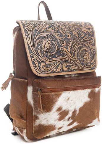 Myra Bag Western Leather Backpack Bag for Women Bag - Brown in Saudi Arabia