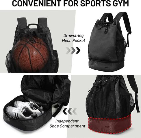 MIER Drawstring Basketball Backpack Soccer Bag with Shoe Compartment & Mesh Pocket Sports Gym String Backpack for Women Men, Lightweight in Kuwait