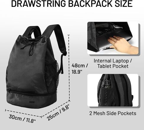 MIER Drawstring Basketball Backpack Soccer Bag with Shoe Compartment & Mesh Pocket Sports Gym String Backpack for Women Men, Lightweight in Kuwait