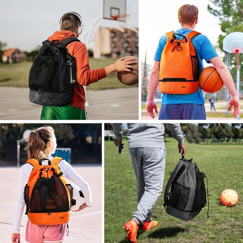 MIER Drawstring Basketball Backpack Soccer Bag with Shoe Compartment & Mesh Pocket Sports Gym String Backpack for Women Men, Lightweight in Kuwait