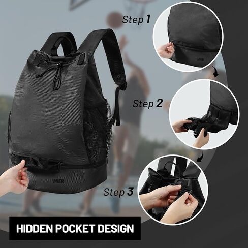 MIER Drawstring Basketball Backpack Soccer Bag with Shoe Compartment & Mesh Pocket Sports Gym String Backpack for Women Men, Lightweight in Kuwait