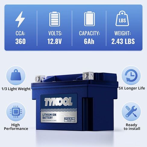 YT12A-BS 360CCA ، 3x cranking amps ، 5x Life ، بطارية دراجة نارية LifePo4 عالية الأداء ، تناسب 1000cc Aprillia و Suzuki ، Husqvarna 701 Vitpilen ، KTM Adventure و Duke ، People GT Scooter in Kuwait