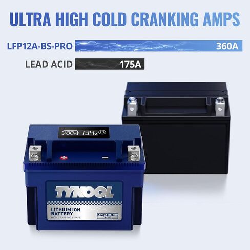 YT12A-BS 360CCA ، 3x cranking amps ، 5x Life ، بطارية دراجة نارية LifePo4 عالية الأداء ، تناسب 1000cc Aprillia و Suzuki ، Husqvarna 701 Vitpilen ، KTM Adventure و Duke ، People GT Scooter in Kuwait
