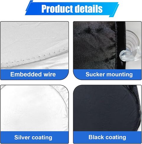 6pcs عاكسة للسيارة الزجاج الأمامي Sunshade ، وغطاء أشعة الشمس من جانب البوليستر مع حقيبة تخزين ، وملحقات حماية داخلية للمركبة العالمية للحرارة وأشعة الأشعة فوق البنفسجية درع in Saudi Arabia