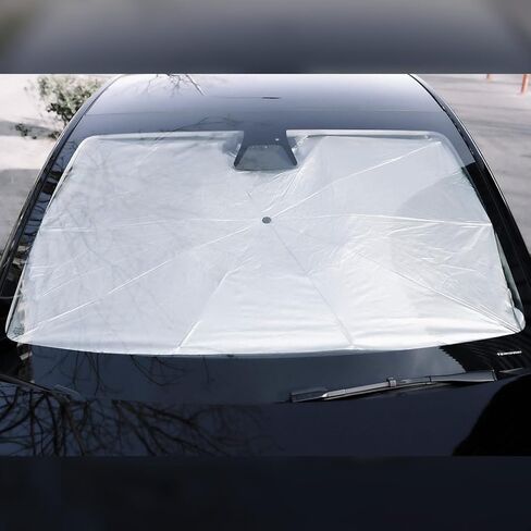 VION TESLA MODEL 3/Y Windshield Sunshade - Layer Dual -Layer Full Blackout ، نمط المظلة ، إطار غير مرئي ، ملاءمة دقيقة ، تخزين سهل - يناسب كل طراز Y و Model 3 - 2025 إصدار ترقيته in Kuwait