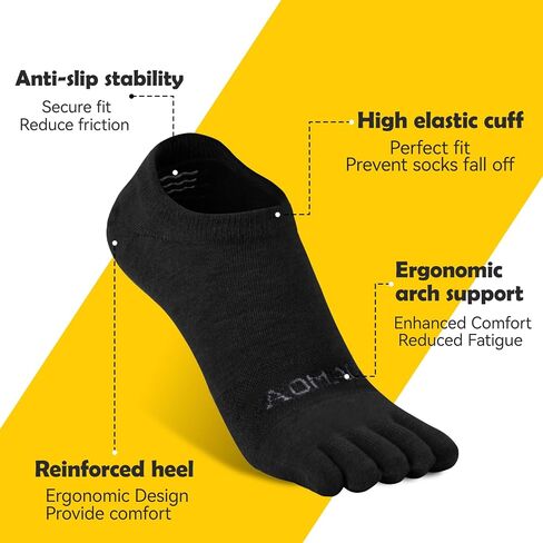 No show Toe Socks Coolmax Low Cut Non-Slip Running Socks Invisible Ankle Five-Finger Design (3 Pairs) in Kuwait