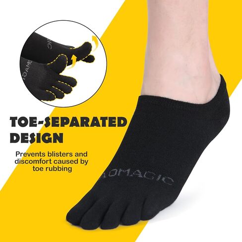 No show Toe Socks Coolmax Low Cut Non-Slip Running Socks Invisible Ankle Five-Finger Design (3 Pairs) in Kuwait