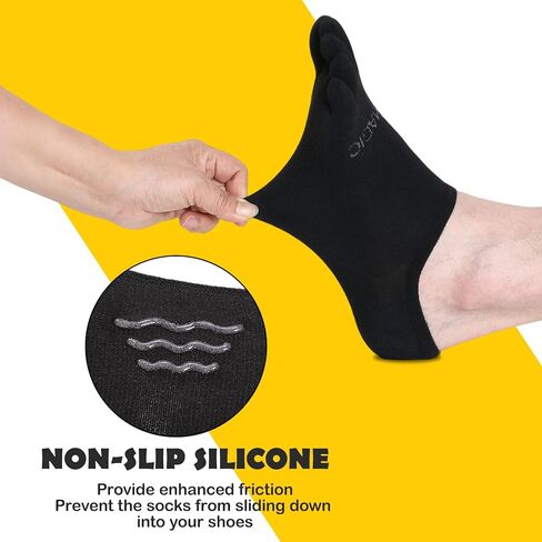 No show Toe Socks Coolmax Low Cut Non-Slip Running Socks Invisible Ankle Five-Finger Design (3 Pairs) in Kuwait
