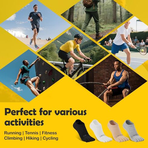 No show Toe Socks Coolmax Low Cut Non-Slip Running Socks Invisible Ankle Five-Finger Design (3 Pairs) in Kuwait