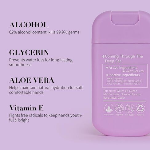 Power Mist Hand Sanitizer Spray, Scented Hydrating Hand Sanitizers Travel Size Refillable, Pocket Portable 1-Pack (Tides and Lilies) 0.93Fl Oz 460-Sprays Each in Kuwait