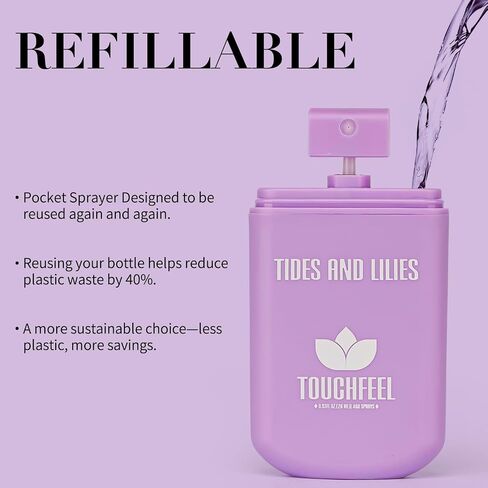 Power Mist Hand Sanitizer Spray, Scented Hydrating Hand Sanitizers Travel Size Refillable, Pocket Portable 1-Pack (Tides and Lilies) 0.93Fl Oz 460-Sprays Each in Kuwait