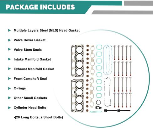 HS26744PT Cylinder Head Gasket مع مسامير الرأس لعام 2014-2020 شيفروليه سيلفرادو 1500 ضاحية Tahoe GMC Sierra 1500 Limited Yukon XL 5.3L V8 L83 استبدال HS549996 HGS4308 HS8429 in Kuwait