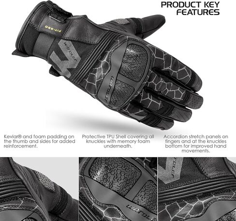 Motorcycle Gloves for Men, Full-Grain Goat Leather, Atlas, Men's Biker Gloves, TPU Knuckle Protection, Riding Racing Gloves, Touchscreen, Velcro Wrist in Kuwait
