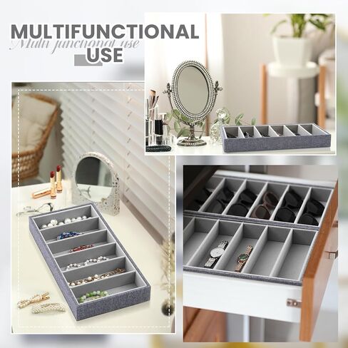 4 Pieces Velvet Sunglasses Organizer 6 Grid Sunglass Organizer Tray Velvet Glasses Tray Stackable Glasses Display Case Velvet Jewelry Tray for Women for Glasses Jewelry Watch Organizer Tray in Saudi Arabia