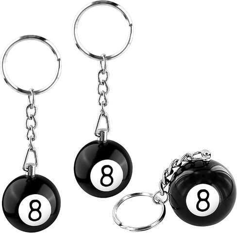 3pcs 8 ball keychain - billiards ball keyring ، إبداعية رقم 8 مفاتيح السيارات البلياردو ، الملحقات الرئيسية لعشاق البلياردو ، الهدايا التذكارية الرياضية ، الهدايا العملية للرجال والنساء in Saudi Arabia