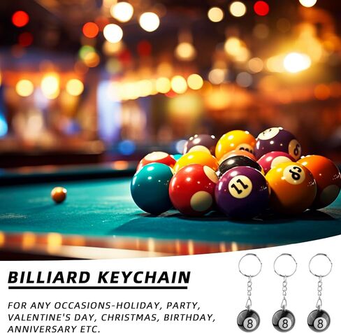3pcs 8 ball keychain - billiards ball keyring ، إبداعية رقم 8 مفاتيح السيارات البلياردو ، الملحقات الرئيسية لعشاق البلياردو ، الهدايا التذكارية الرياضية ، الهدايا العملية للرجال والنساء in Saudi Arabia