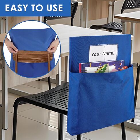 Classroom Seat Bag - Seat Back Storage Organizer, Chair Back Pocket with Practical Design and Large Capacity, for Classroom, Training Institutions, and Home Use (Black) in Kuwait