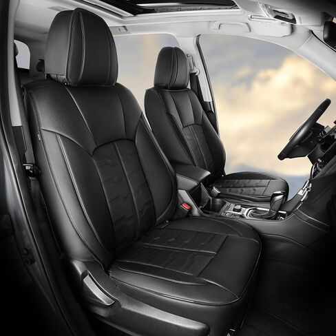 أغطية مقعد السيارة ل Outback Forester Crosstrek XV Legacy Impreza - 2014-2025 مجموعة كاملة من المقاعد الجلدية المقعد المقعد المقاوم للماء الإكسسوارات السياحية الأمامية والخلفية - اللون الأحمر الأسود in Kuwait