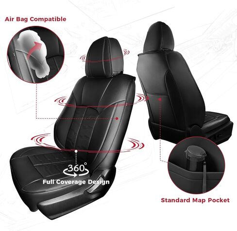أغطية مقعد السيارة ل Outback Forester Crosstrek XV Legacy Impreza - 2014-2025 مجموعة كاملة من المقاعد الجلدية المقعد المقعد المقاوم للماء الإكسسوارات السياحية الأمامية والخلفية - اللون الأحمر الأسود in Kuwait