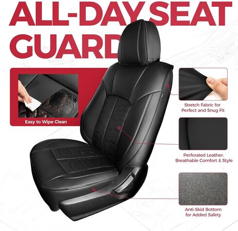 أغطية مقعد السيارة ل Outback Forester Crosstrek XV Legacy Impreza - 2014-2025 مجموعة كاملة من المقاعد الجلدية المقعد المقعد المقاوم للماء الإكسسوارات السياحية الأمامية والخلفية - اللون الأحمر الأسود in Kuwait