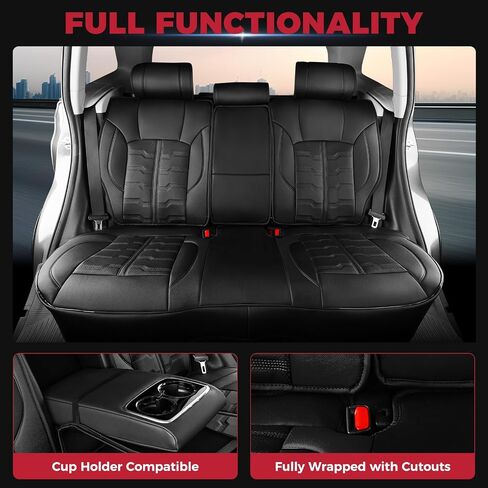 أغطية مقعد السيارة ل Outback Forester Crosstrek XV Legacy Impreza - 2014-2025 مجموعة كاملة من المقاعد الجلدية المقعد المقعد المقاوم للماء الإكسسوارات السياحية الأمامية والخلفية - اللون الأحمر الأسود in Kuwait
