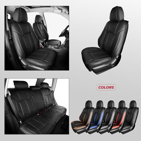 أغطية مقعد السيارة ل Outback Forester Crosstrek XV Legacy Impreza - 2014-2025 مجموعة كاملة من المقاعد الجلدية المقعد المقعد المقاوم للماء الإكسسوارات السياحية الأمامية والخلفية - اللون الأحمر الأسود in Kuwait