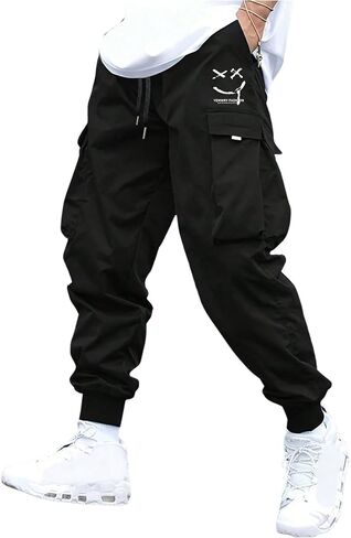 SOLY HUX Men's Sweatpants Drawstring Waist Printed Cargo Pants Street Outdoor Joggers with Pockets in Saudi Arabia