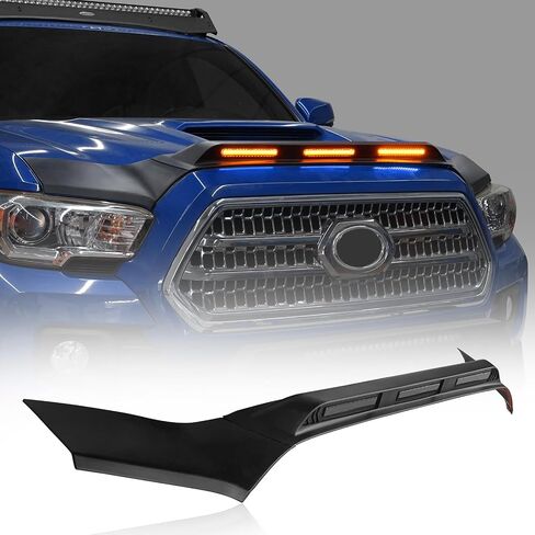 U-Box Hood Protector لتويوتا تاكوما 2016-2023 | Matte Black Bug Deflector & Stone Guard | حماية الزجاج الأمامي مع مصابيح LED العنبر | Rain & Debris Shield | تسهيل التثبيت in Saudi Arabia