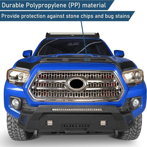U-Box Hood Protector لتويوتا تاكوما 2016-2023 | Matte Black Bug Deflector & Stone Guard | حماية الزجاج الأمامي مع مصابيح LED العنبر | Rain & Debris Shield | تسهيل التثبيت in Saudi Arabia