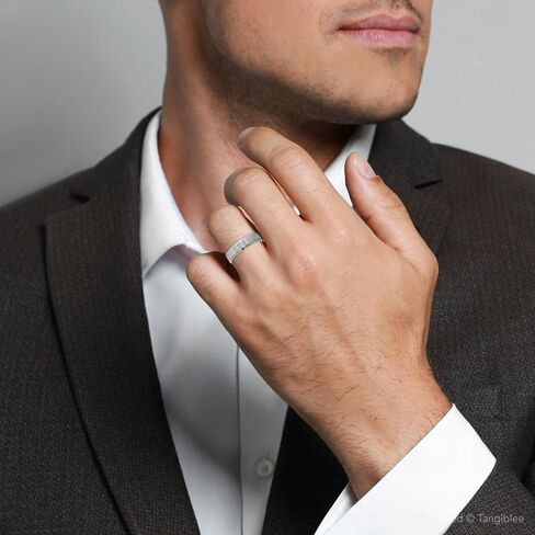 P3 Pompeii3 Mens 950 Platinum Bruted Diamond Band Ring in Saudi Arabia