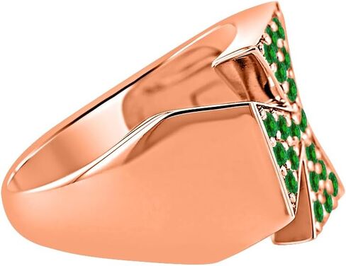 0.75 CTW Round Cut Lab التي تم إنشاؤها الخضراء Emerald 14K Gold Plated .925 Silver Cluster Cross Ring in Saudi Arabia