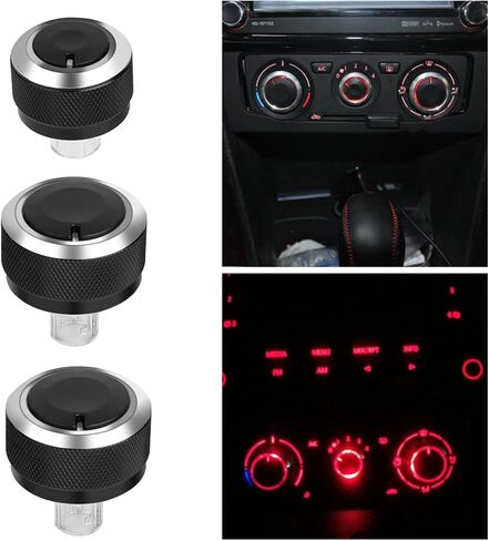 3pcs Air Condition مقبض مقبض سيارة الألومنيوم مفتاح لوحة التحكم in Kuwait
