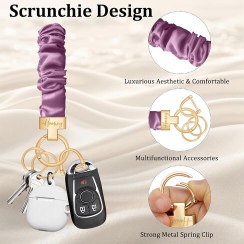 معصم سلسلة مفاتيح SCRUNCHIE ، حزام حبل معصم السلسلة الرئيسية اللطيفة للنساء. in Kuwait