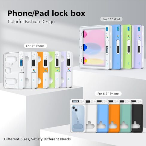 Cell Phone Lock Box with Timer,Portable Timed Phone Lock Box for iPhone and Android Phones, Self-Control Timer Phone Locker to Help Kids,Students, Adults Focus Back, Mobile Phone Addiction in Saudi Arabia