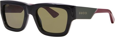Gucci GG1668S 003 نظارات شمسية للرجال الأسود/الأحمر/الأخضر شكل المستطيل 52 مم in Saudi Arabia