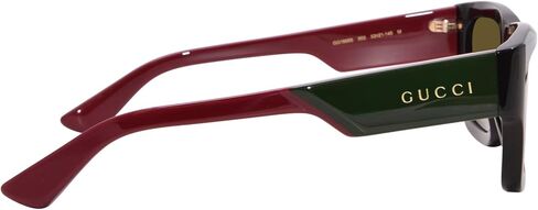 Gucci GG1668S 003 نظارات شمسية للرجال الأسود/الأحمر/الأخضر شكل المستطيل 52 مم in Saudi Arabia