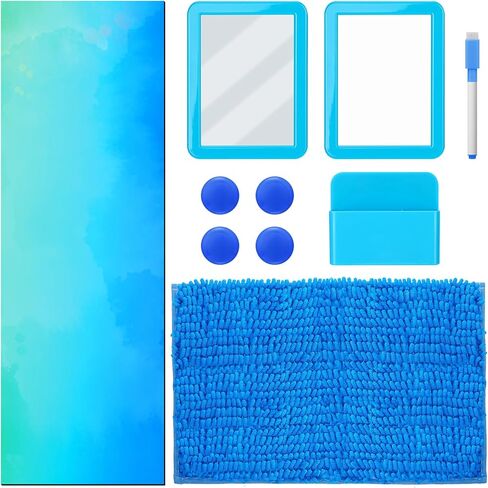 مجموعة إكسسوارات الخزانة - 10 قطع من مستلزمات العودة إلى المدرسة للفتيات، ورق حائط مغناطيسي فائق مقاس 35.4 بوصة × 11.8 بوصة، وسجادة خزانة، ومرآة للسبورة البيضاء، وعلامة مسح جاف، وأساسيات ديكور منظم Preppy (وردي) in Kuwait