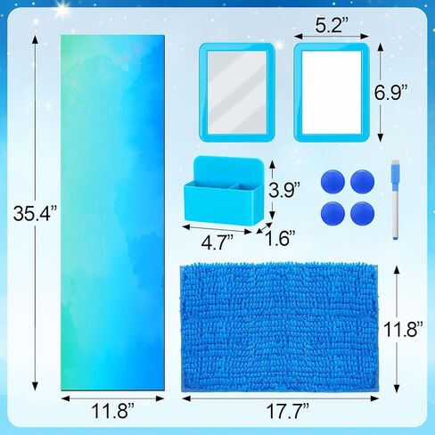 مجموعة إكسسوارات الخزانة - 10 قطع من مستلزمات العودة إلى المدرسة للفتيات، ورق حائط مغناطيسي فائق مقاس 35.4 بوصة × 11.8 بوصة، وسجادة خزانة، ومرآة للسبورة البيضاء، وعلامة مسح جاف، وأساسيات ديكور منظم Preppy (وردي) in Kuwait