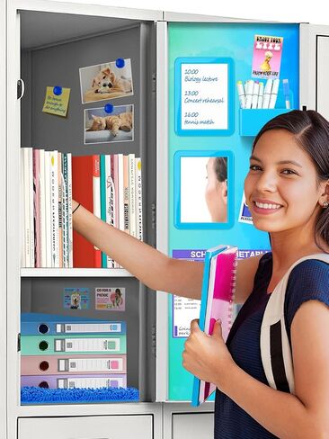 مجموعة إكسسوارات الخزانة - 10 قطع من مستلزمات العودة إلى المدرسة للفتيات، ورق حائط مغناطيسي فائق مقاس 35.4 بوصة × 11.8 بوصة، وسجادة خزانة، ومرآة للسبورة البيضاء، وعلامة مسح جاف، وأساسيات ديكور منظم Preppy (وردي) in Kuwait