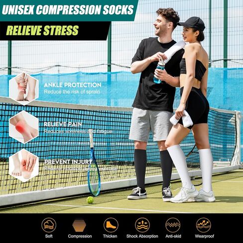 Genovega 3 Packs Wide Calf Compression Socks for Women Men Knee Hight S/M-4XL for Gifts in Kuwait